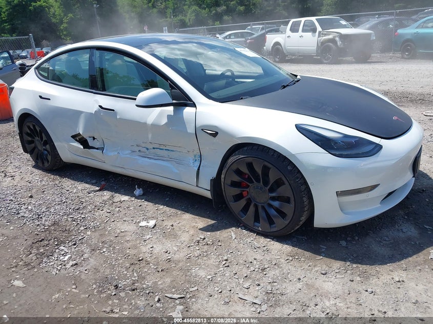 2021 Tesla Model 3 VIN 5YJ3E1EC8MF973335 IAAI salvage auction — RIGHT FRONT, Salvage Title, sold $1,300 on 2026-07-30 (photo 1)