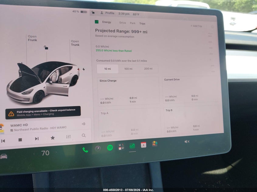 2021 Tesla Model 3 VIN 5YJ3E1EC8MF973335 IAAI salvage auction — RIGHT FRONT, Salvage Title, sold $1,300 on 2026-07-30 (photo 7)