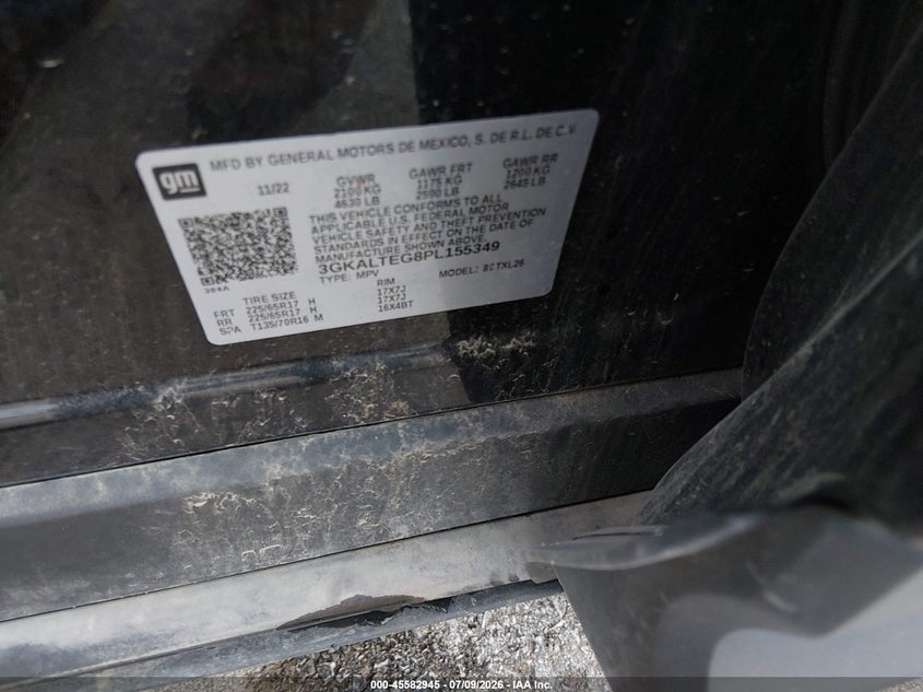 2023 Gmc Terrain VIN 3GKALTEG8PL155349 IAAI salvage auction — FRONT END, Salvage Title, sold $4,250 on 2026-10-08 (photo 9)