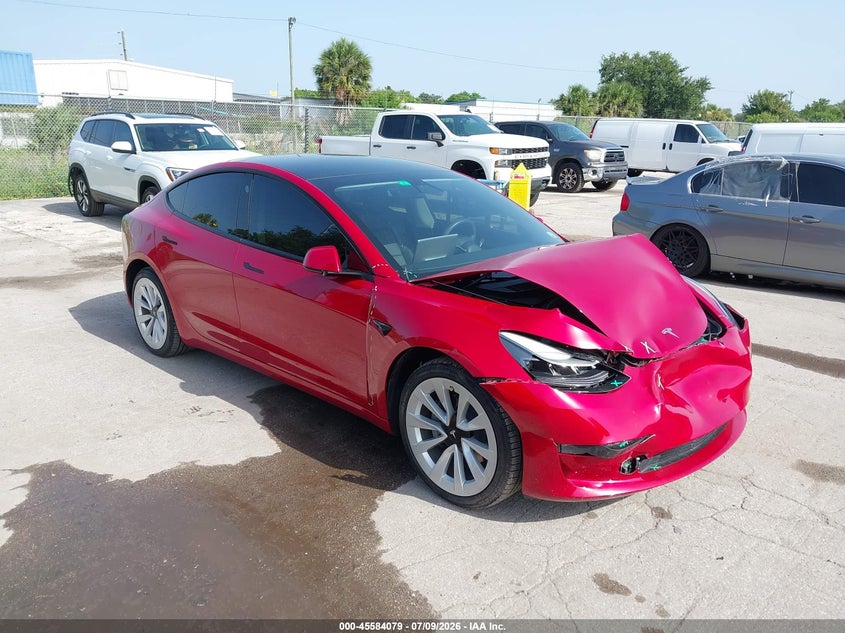 2022 Tesla Model 3 VIN 5YJ3E1EB3NF126991 IAAI salvage auction — FRONT END, Rebuildable (Florida), sold $6,800 on 2026-07-30 (photo 1)