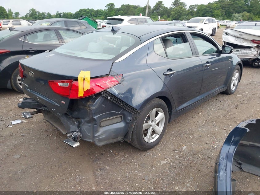 2015 Kia Optima VIN KNAGM4A70F5588772 IAAI salvage auction — REAR END, Mv-907A (New York), sold $500 on 2026-07-28 (photo 4)