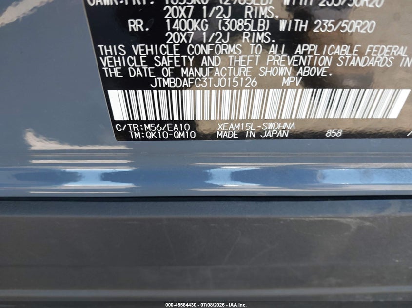 2026 Subaru Solterra VIN JTMBDAFC3TJ015126 IAAI salvage auction — REAR END, Salvage Title, sold $10,400 on 2026-08-01 (photo 9)