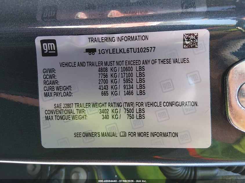 2026 Cadillac Escalade VIN 1GYLELKL6TU102577 IAAI salvage auction — NORMAL WEAR, Clear-Dealer Only (Michigan), sold $63,000 on 2026-07-27 (photo 8)