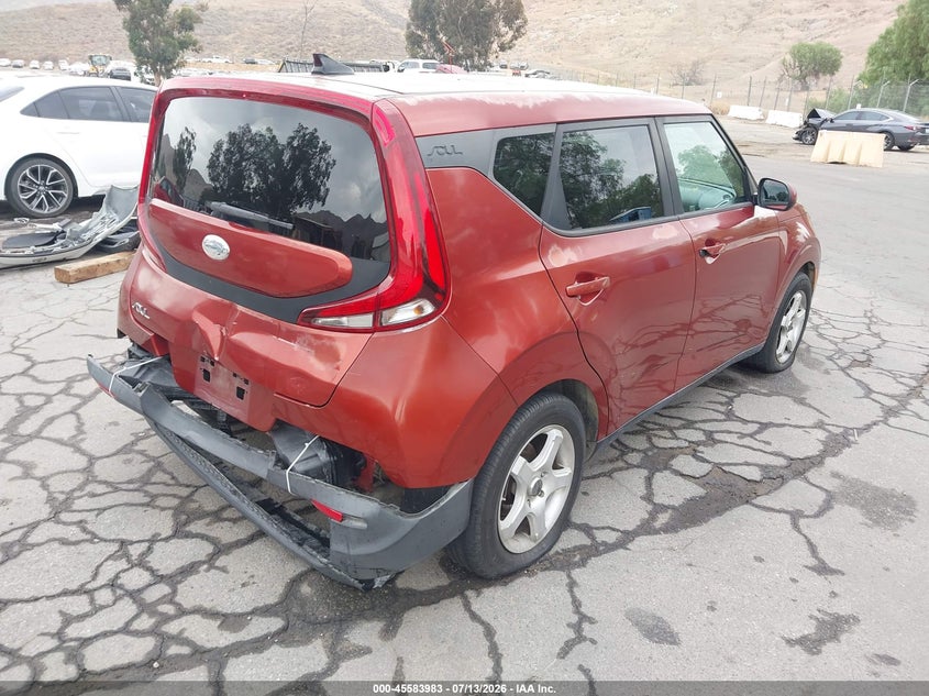 2020 Kia Soul VIN KNDJ23AU4L7052096 IAAI salvage auction — REAR END, Salvage Title, sold $2,600 on 2026-07-28 (photo 4)