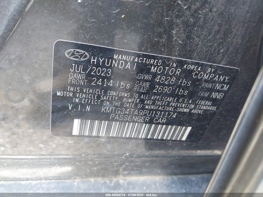 2023 Genesis G70 VIN KMTG34TA9PU131174 IAAI salvage auction — REAR END, Salvage Title, sold $7,350 on 2026-10-01 (photo 9)