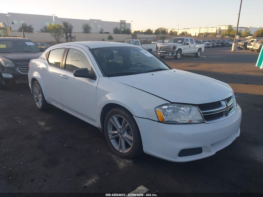 2013 Dodge Avenger VIN 1C3CDZAB0DN729733 IAAI salvage auction — LEFT FRONT, Salvage Title, sold $625 on 2026-08-14 (photo 1)