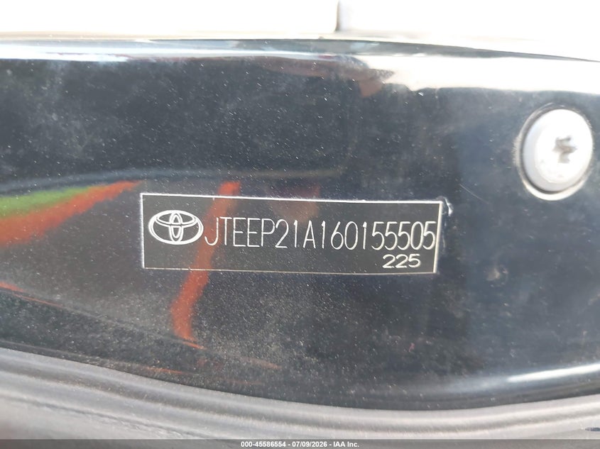 2006 Toyota Highlander VIN JTEEP21A160155505 IAAI salvage auction — NORMAL WEAR, Clear (Colorado), sold $725 on 2026-07-29 (photo 9)