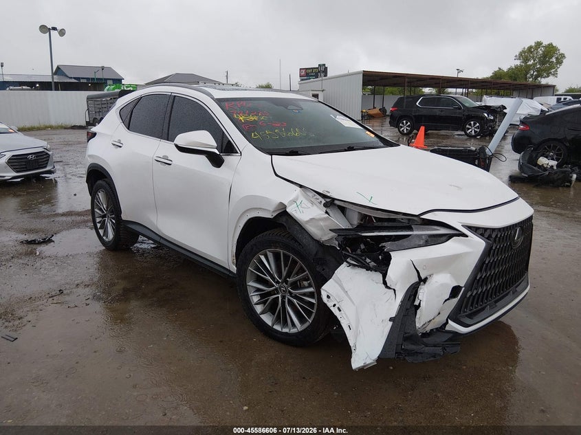 2023 Lexus Nx VIN JTJGKCEZXP5007713 IAAI salvage auction — FRONT END, Salvage (Texas), sold $19,100 on 2026-08-02 (photo 1)