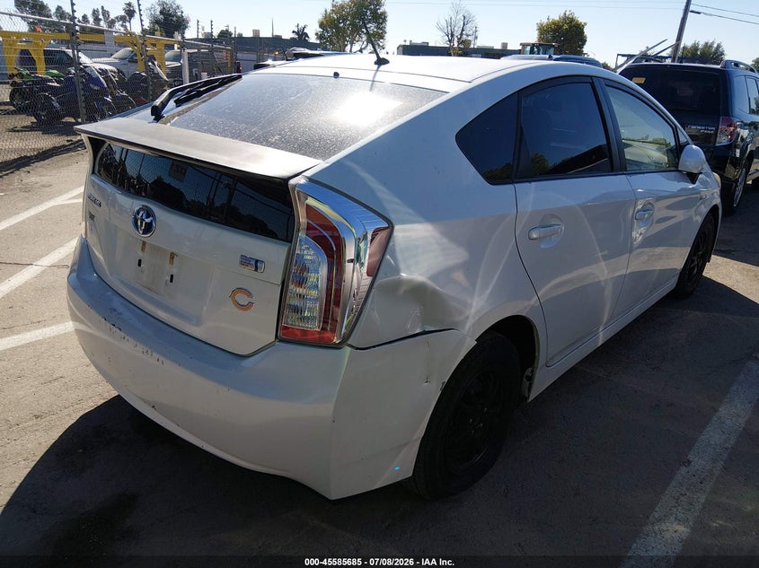 2014 Toyota Prius VIN JTDKN3DU8E1737165 IAAI salvage auction — RIGHT REAR, Clear - Dealer Only (California), sold $3,350 on 2026-07-14 (photo 4)