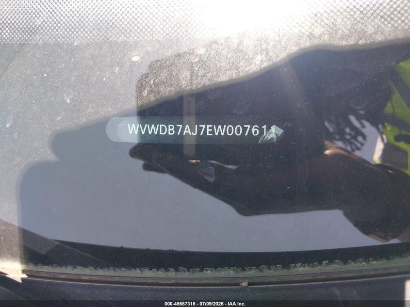 2014 Volkswagen Golf VIN WVWDB7AJ7EW007611 IAAI salvage auction — RIGHT FRONT, Original (Texas), sold $700 on 2026-08-10 (photo 9)