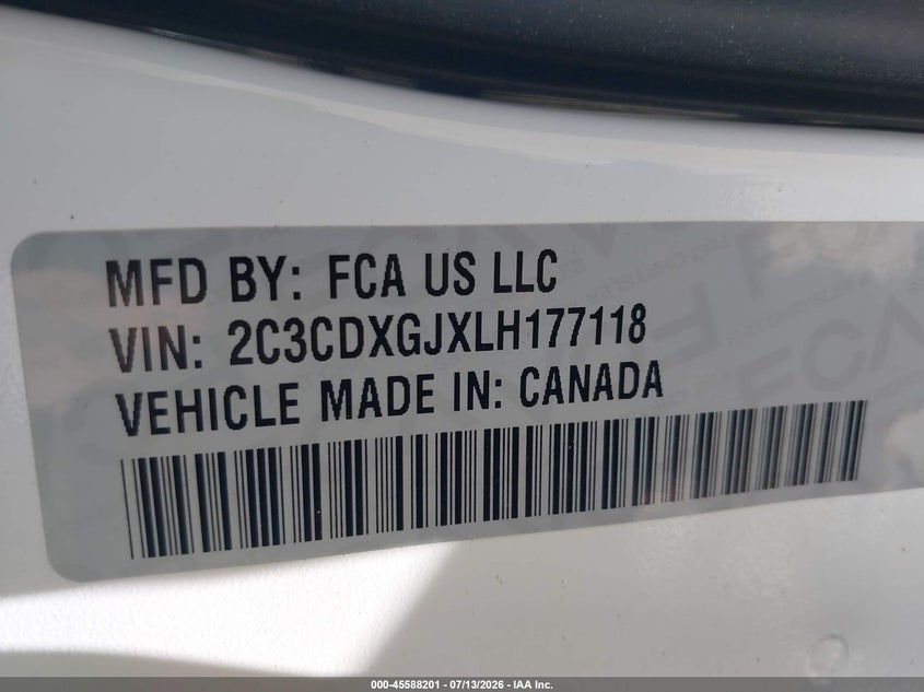 2020 Dodge Charger VIN 2C3CDXGJXLH177118 IAAI salvage auction — REAR END, Salvage (Virginia), sold $10,600 on 2026-07-29 (photo 9)
