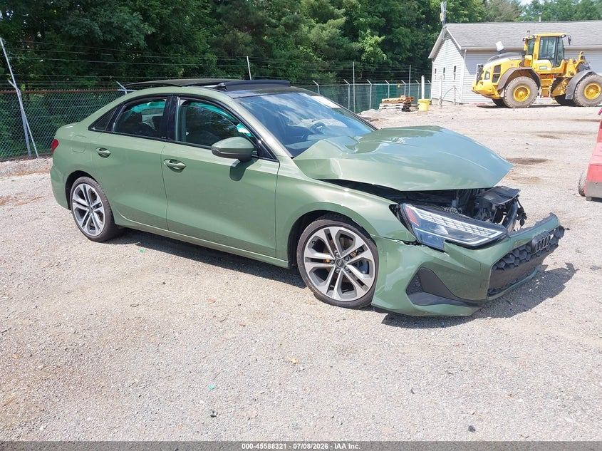 2025 Audi A3 VIN WAUHUDGY3SA077823 IAAI salvage auction — FRONT END, Salvage Title, sold $5,100 on 2026-08-01 (photo 1)