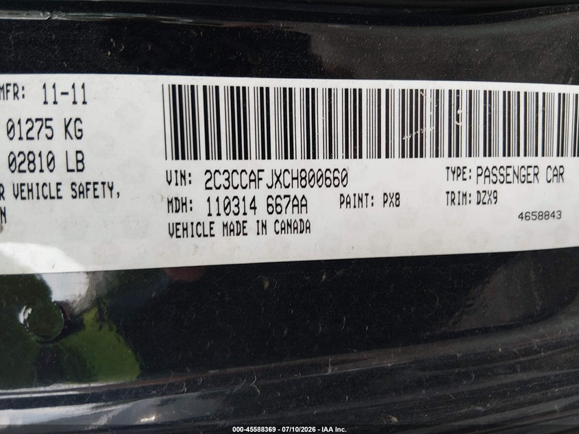 2012 Chrysler 300 VIN 2C3CCAFJXCH800660 IAAI salvage auction — THEFT, Salvage (Ohio), sold $7,100 on 2026-07-18 (photo 9)