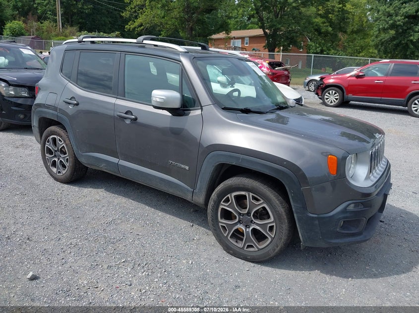 2016 Jeep Renegade VIN ZACCJBDT3GPC93102 IAAI salvage auction — FRONT & REAR, Clear (Virginia), sold $1,050 on 2026-08-11 (photo 1)