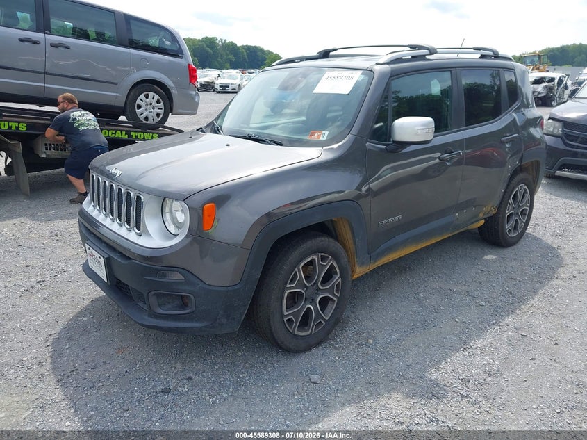 2016 Jeep Renegade VIN ZACCJBDT3GPC93102 IAAI salvage auction — FRONT & REAR, Clear (Virginia), sold $1,050 on 2026-08-11 (photo 2)