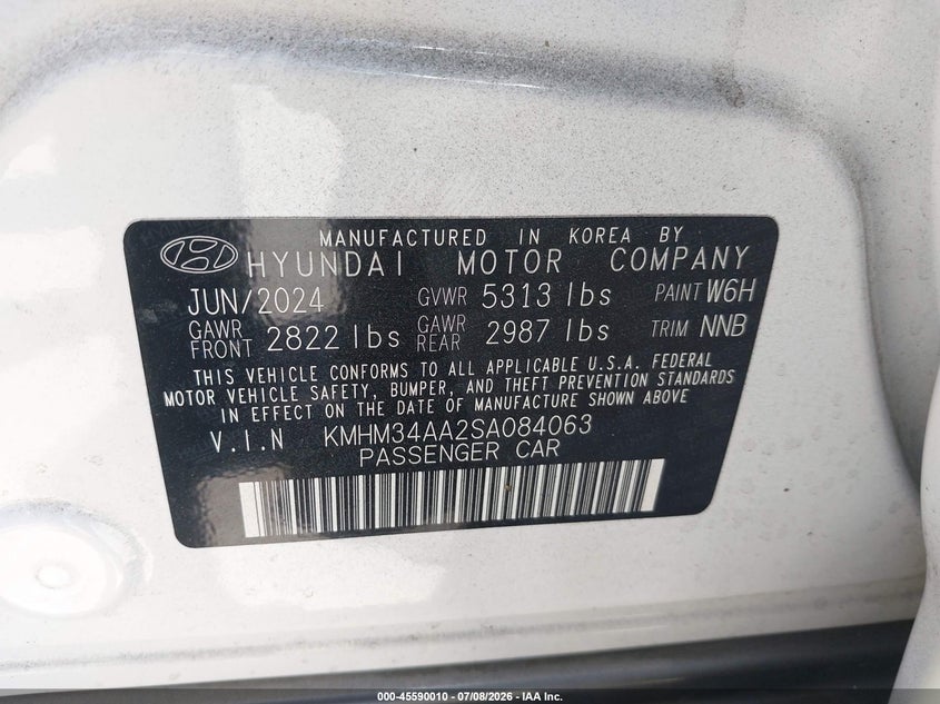 2025 Hyundai Ioniq 6 VIN KMHM34AA2SA084063 IAAI salvage auction — RIGHT SIDE, Salvage Title, sold $10,350 on 2026-08-10 (photo 9)