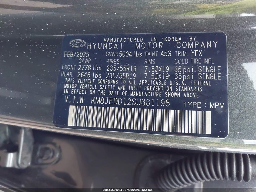2025 Hyundai Tucson VIN KM8JEDD12SU331198 IAAI salvage auction — FRONT END, Salvage (Idaho), sold $8,100 on 2026-07-29 (photo 9)