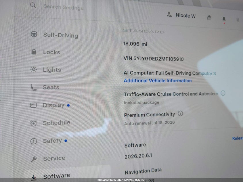 2021 Tesla Model y VIN 5YJYGDED2MF105910 IAAI salvage auction — REAR END, Salvage (Ohio), sold $7,400 on 2026-07-30 (photo 7)