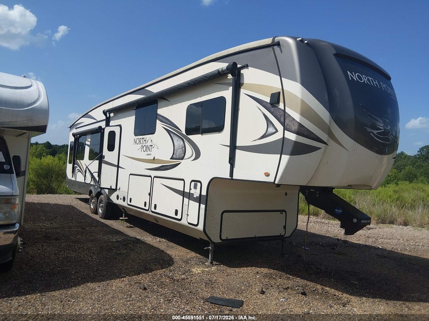 2018 Jayco 377 rlbh VIN 1UJCJ0BV5J1LL0456 IAAI salvage auction — Burn Interior, Wait Title, sold $225 on 2026-10-14 (photo 1)