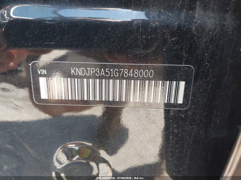 2016 Kia Soul VIN KNDJP3A51G7848000 IAAI salvage auction — NORMAL WEAR, Clear (Maryland), sold $1,475 on 2026-07-28 (photo 9)