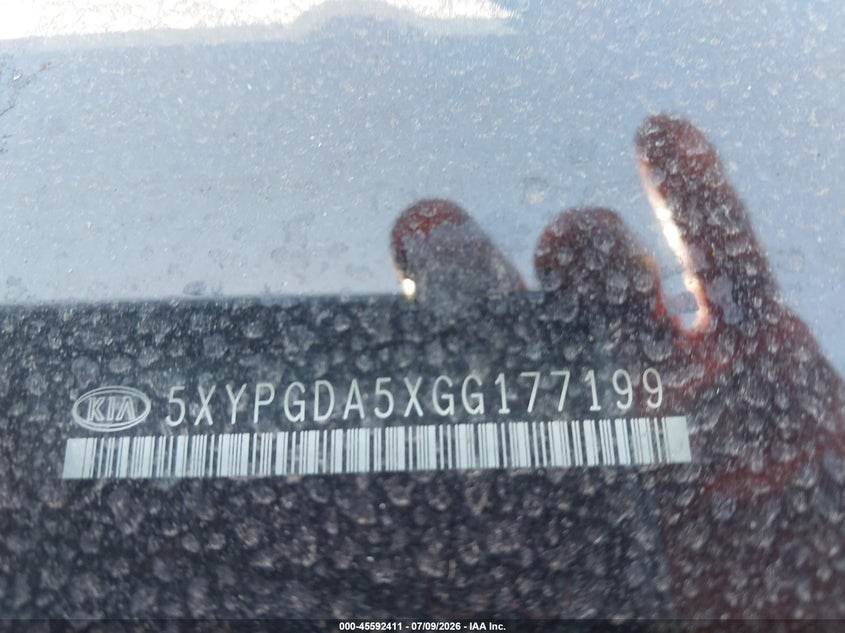 2016 Kia Sorento VIN 5XYPGDA5XGG177199 IAAI salvage auction — NORMAL WEAR, Clear - Dealer Only (California), sold $1,200 on 2026-07-28 (photo 9)