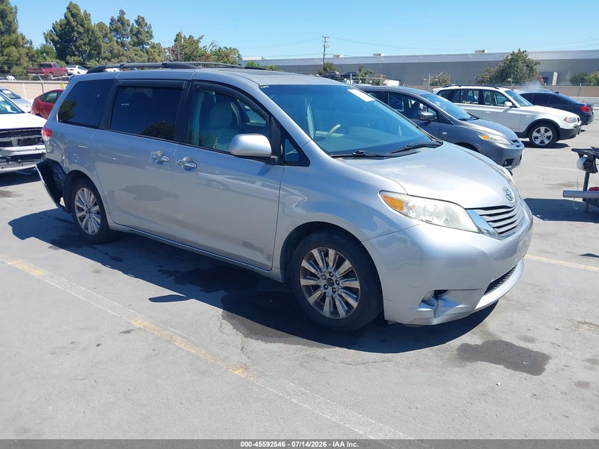 2011 Toyota Sienna VIN 5TDDK3DC5BS009794 IAAI salvage auction — REAR END, Salvage (California), sold $2,300 on 2026-07-27 (photo 1)