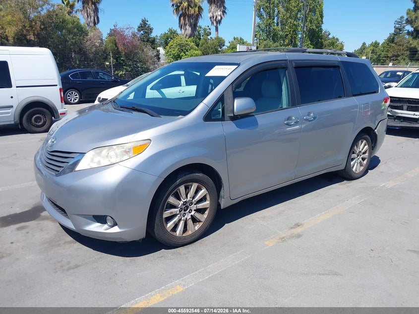2011 Toyota Sienna VIN 5TDDK3DC5BS009794 IAAI salvage auction — REAR END, Salvage (California), sold $2,300 on 2026-07-27 (photo 2)