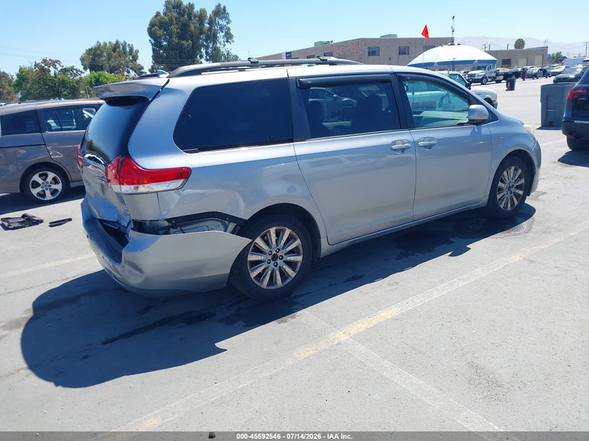 2011 Toyota Sienna VIN 5TDDK3DC5BS009794 IAAI salvage auction — REAR END, Salvage (California), sold $2,300 on 2026-07-27 (photo 4)