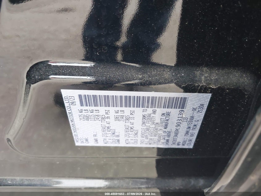 2023 Nissan Rogue VIN 5N1BT3AB0PC903139 IAAI salvage auction — NORMAL WEAR, Enterprise Vehicles Clear Only (Pennsylvania), sold $14,450 on 2026-07-31 (photo 9)