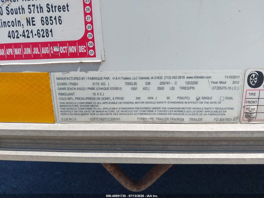 2012 Other Other VIN 533TC1627CC209741 IAAI salvage auction — SIDE, Salvage (Nebraska), sold $300 on 2026-09-17 (photo 9)