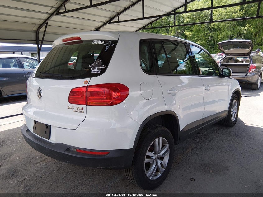 2014 Volkswagen Tiguan VIN WVGBV3AX3EW615049 IAAI salvage auction — LEFT FRONT, Salvage Title, sold $1,200 on 2026-08-06 (photo 4)
