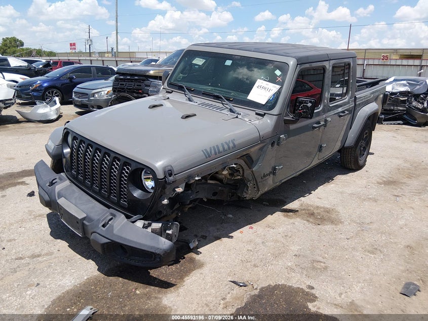 2021 Jeep Gladiator VIN 1C6HJTAG8ML592398 IAAI salvage auction — LEFT FRONT, Wait Title, sold $9,300 on 2026-08-31 (photo 2)