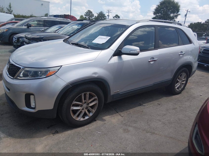 2014 Kia Sorento VIN 5XYKTDA73EG470351 IAAI salvage auction — NORMAL WEAR, Clear (South Carolina), sold $1,100 on 2026-07-29 (photo 2)