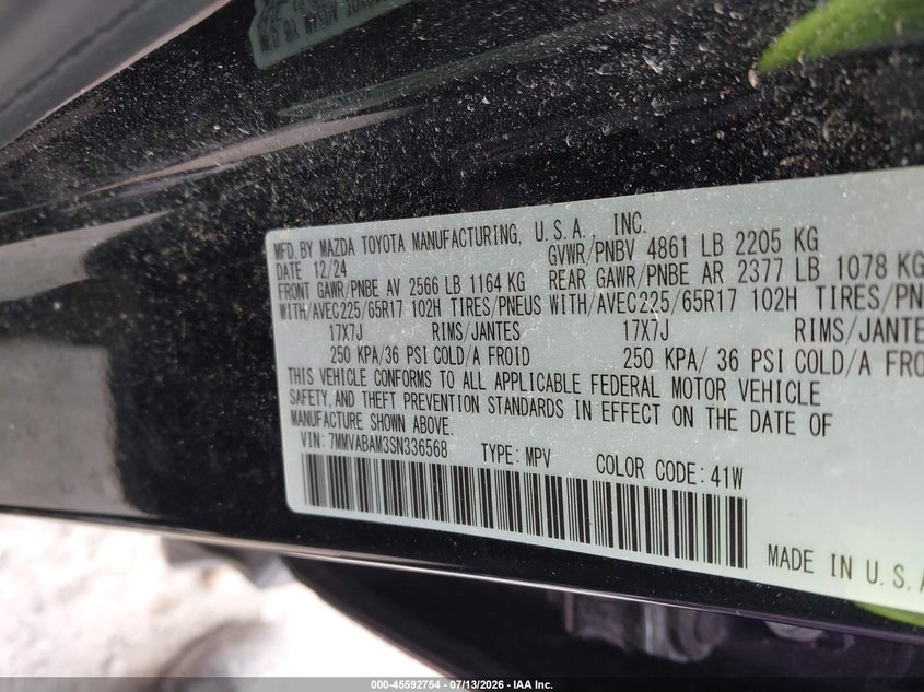 2025 Mazda Cx-50 VIN 7MMVABAM3SN336568 IAAI salvage auction — REAR END, Salvage Title, sold $6,700 on 2026-09-06 (photo 9)