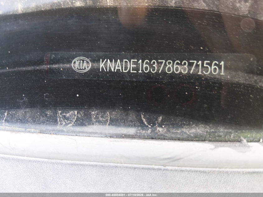 2008 Kia Rio VIN KNADE163786371561 IAAI salvage auction — ALL OVER, Salvage (Pennsylvania), sold $25 on 2026-07-28 (photo 9)