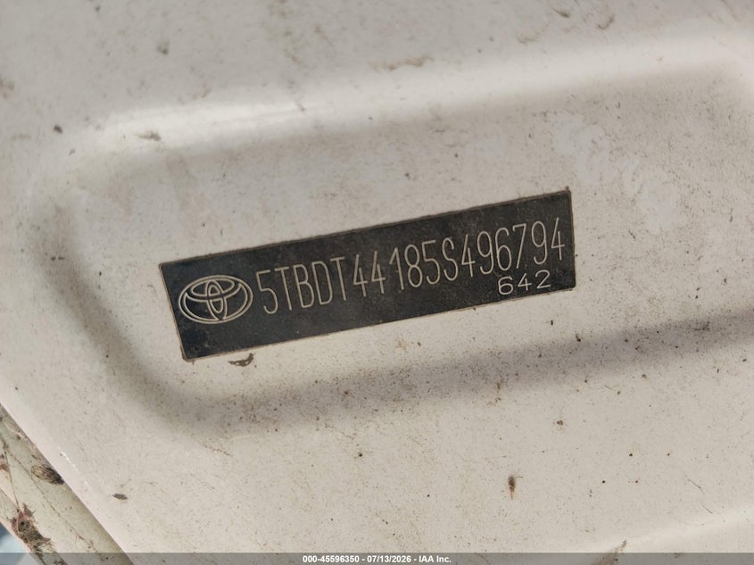 2005 Toyota Tundra VIN 5TBDT44185S496794 IAAI salvage auction — NORMAL WEAR, Clear (Indiana), sold $2,250 on 2026-07-15 (photo 9)
