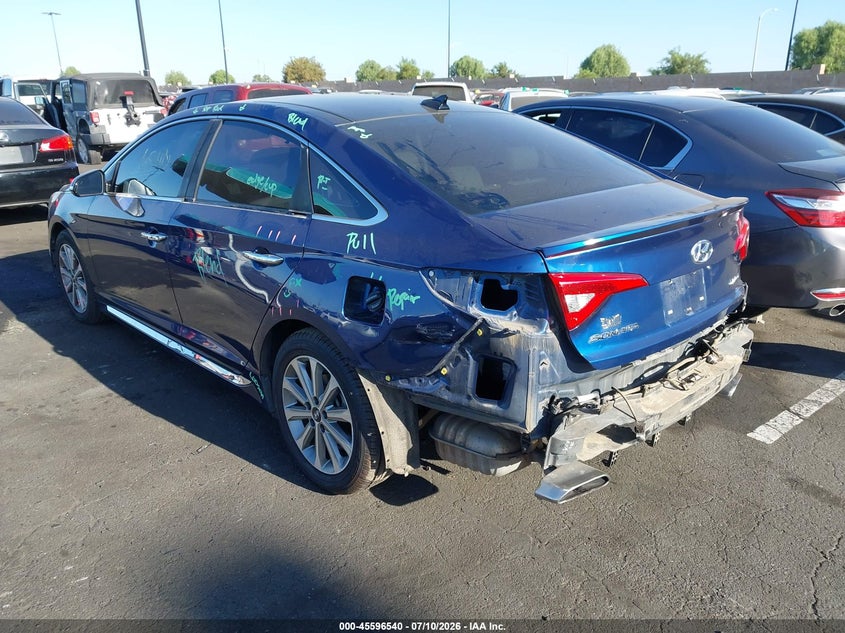 2016 Hyundai Sonata VIN 5NPE34AF8GH346365 IAAI salvage auction — REAR END, Salvage Title, sold $2,475 on 2026-07-31 (photo 3)