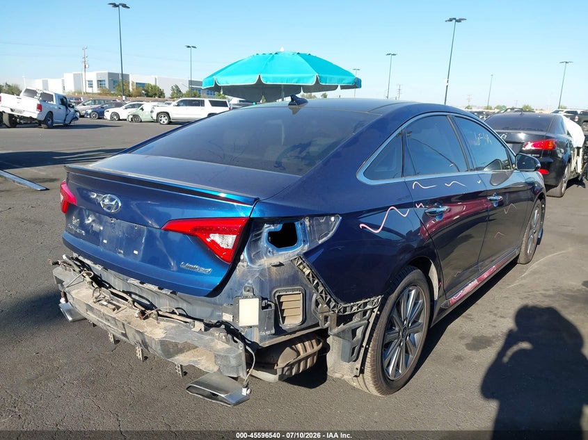 2016 Hyundai Sonata VIN 5NPE34AF8GH346365 IAAI salvage auction — REAR END, Salvage Title, sold $2,475 on 2026-07-31 (photo 4)