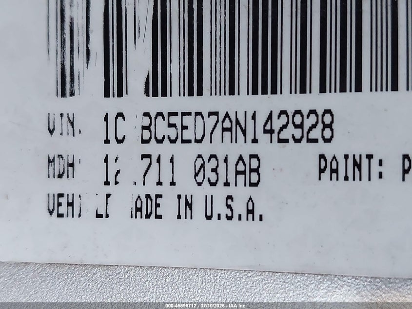 2010 Chrysler Sebring VIN 1C3BC5ED7AN142928 IAAI salvage auction — FRONT END, Clear (Virginia), sold $325 on 2026-08-19 (photo 9)