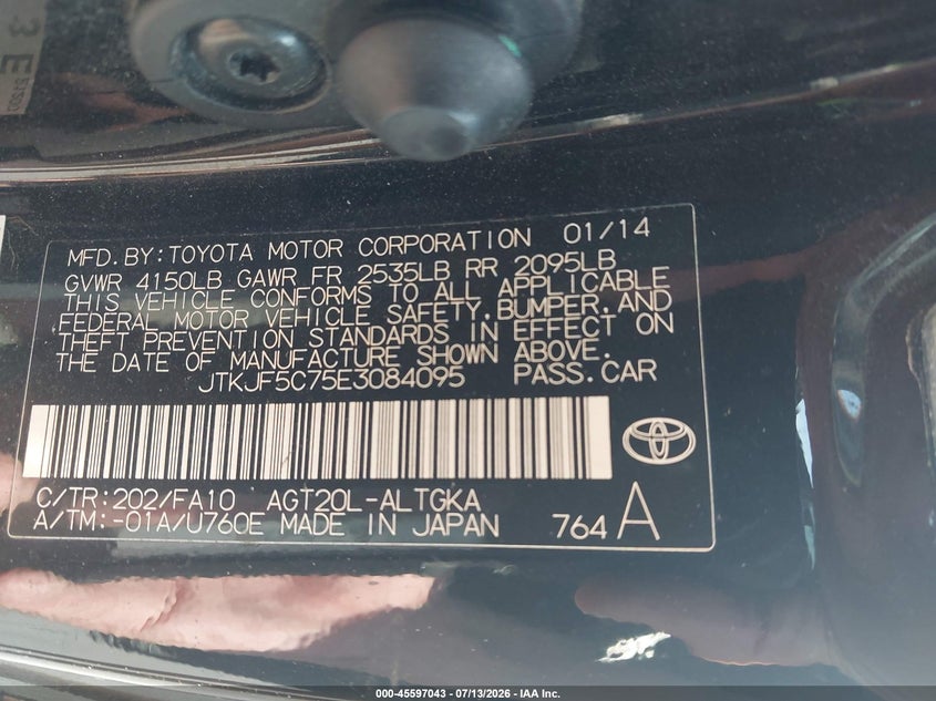 2014 Scion Tc VIN JTKJF5C75E3084095 IAAI salvage auction — FRONT END, Salvage (Utah), sold $1,050 on 2026-07-23 (photo 9)