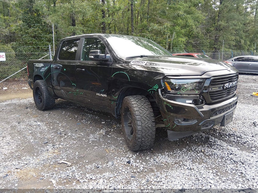 2019 Ram 1500 VIN 1C6SRFFT7KN826683 IAAI salvage auction — SIDE, Salvage Title, sold $9,400 on 2026-08-01 (photo 1)