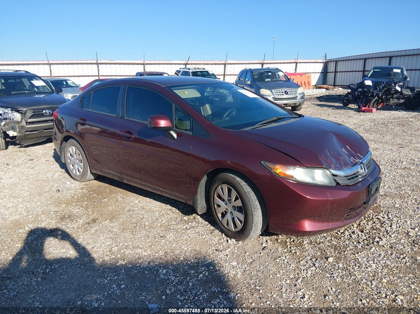 2012 Honda Civic VIN 19XFB2F56CE082881 IAAI salvage auction — FRONT END, Salvage (Arkansas), sold $1,350 on 2026-07-30 (photo 1)