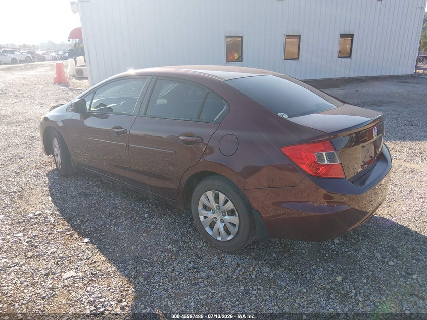2012 Honda Civic VIN 19XFB2F56CE082881 IAAI salvage auction — FRONT END, Salvage (Arkansas), sold $1,350 on 2026-07-30 (photo 3)