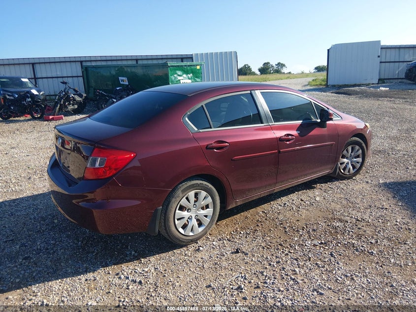 2012 Honda Civic VIN 19XFB2F56CE082881 IAAI salvage auction — FRONT END, Salvage (Arkansas), sold $1,350 on 2026-07-30 (photo 4)
