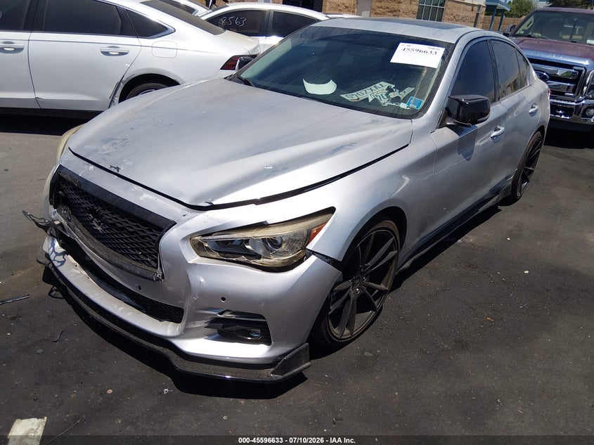 2014 Infiniti Q50 VIN JN1BV7AP8EM687522 IAAI salvage auction — FRONT END, Salvage Title, sold $25 on 2026-07-24 (photo 2)