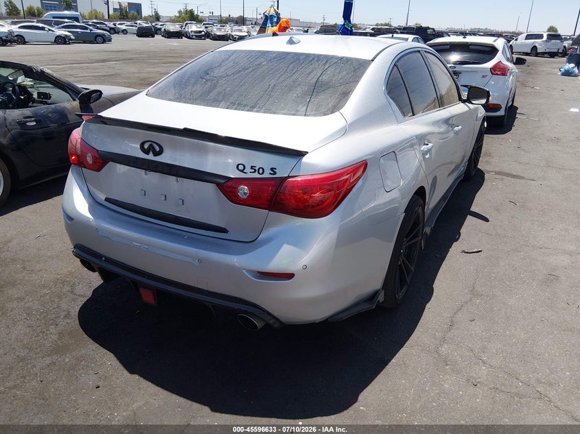 2014 Infiniti Q50 VIN JN1BV7AP8EM687522 IAAI salvage auction — FRONT END, Salvage Title, sold $25 on 2026-07-24 (photo 4)
