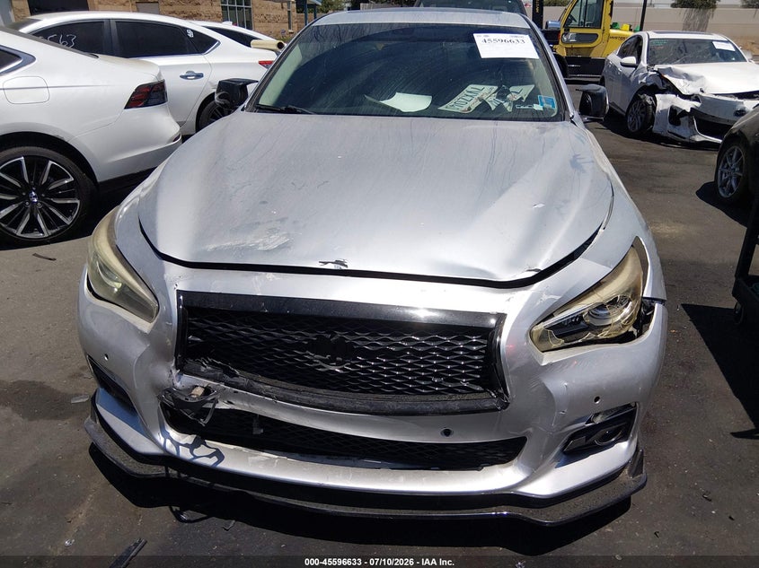 2014 Infiniti Q50 VIN JN1BV7AP8EM687522 IAAI salvage auction — FRONT END, Salvage Title, sold $25 on 2026-07-24 (photo 6)