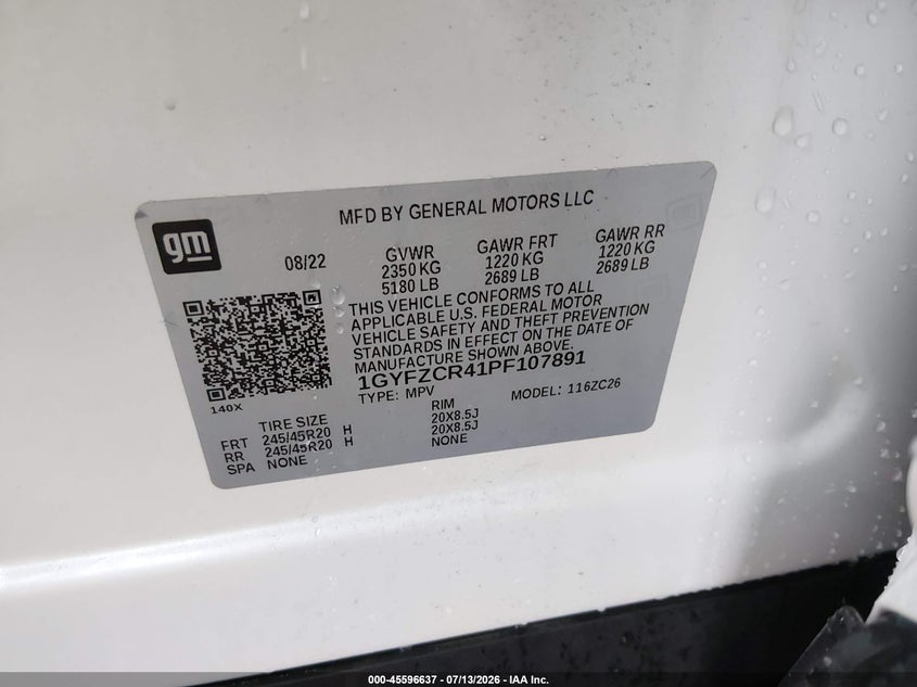 2023 Cadillac Xt4 VIN 1GYFZCR41PF107891 IAAI salvage auction — LEFT FRONT, Salvage (Louisiana), sold $9,150 on 2026-08-12 (photo 9)