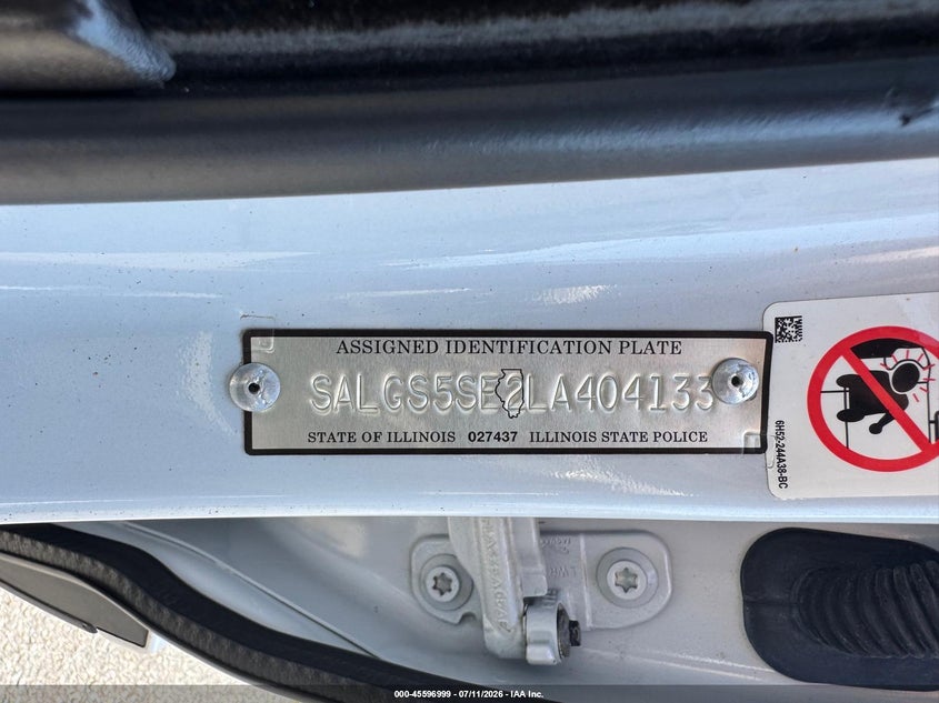 2020 Land rover RANGE ROVER VIN SALGS5SE2LA404133 IAAI salvage auction — UNKNOWN, Clear (Illinois), sold $12,350 on 2026-07-29 (photo 9)