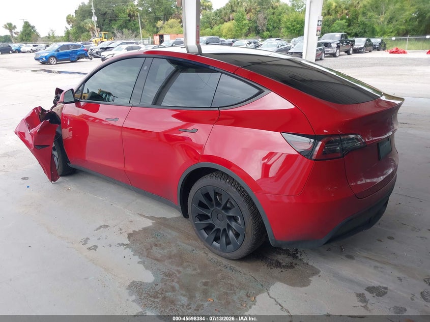 2023 Tesla Model y VIN 7SAYGAEEXPF668153 IAAI salvage auction — LEFT FRONT, Wait Title, sold $9,600 on 2026-08-22 (photo 3)